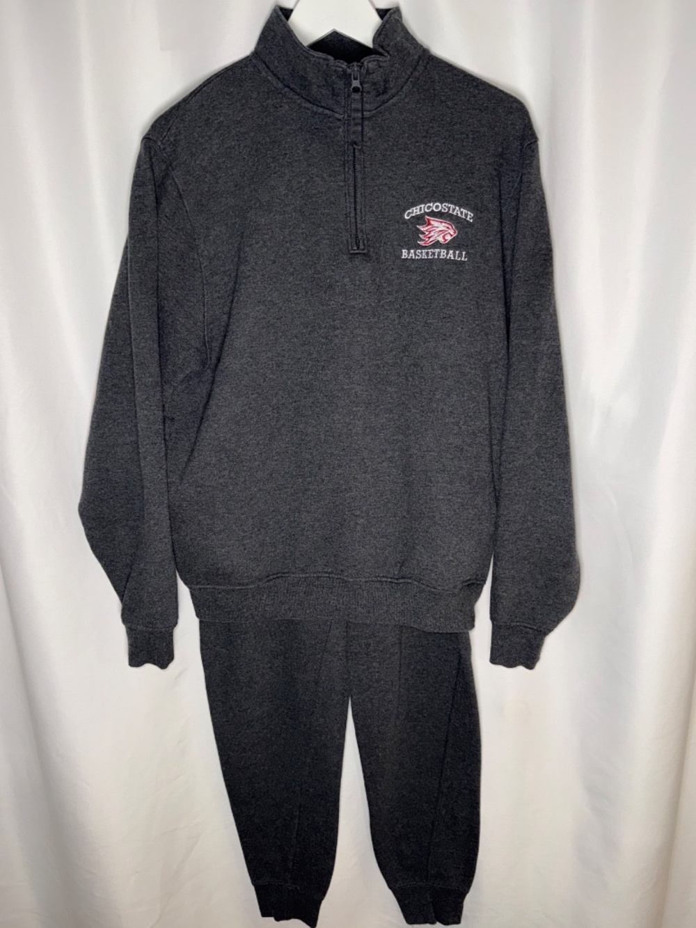 Women's Gray 2-Piece Sweatsuit Quarter Zip Sweatshirt/Jogger Sweatsuit Size M